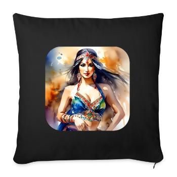 Danseuse orientale mystique - Housse de coussin décorative 45 x 45 cm - noir - Devant