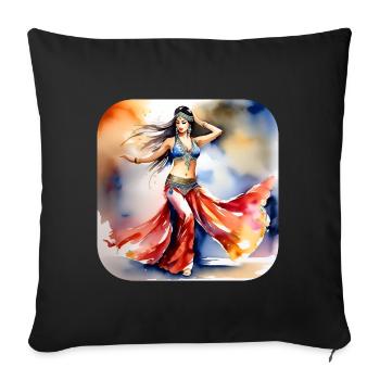 Danseuse orientale mystique - Housse de coussin décorative 45 x 45 cm - noir - Devant