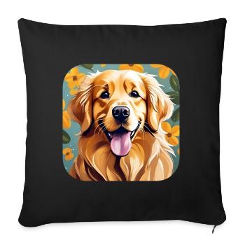 Cute golden retriever - Sofa pillowcase 17,3'' x 17,3'' (45 x 45 cm) - black - Front