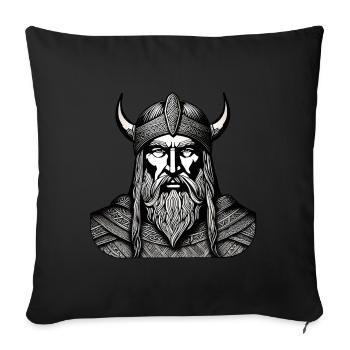 Fier guerrier viking germanique - Housse de coussin décorative 45 x 45 cm - noir - Devant