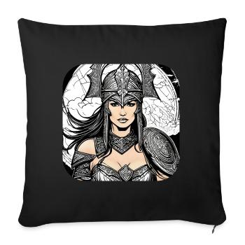 Stolze Wikingerin Germanin Schildmaid - Sofakissenbezug 45 x 45 cm - Schwarz - Vorne