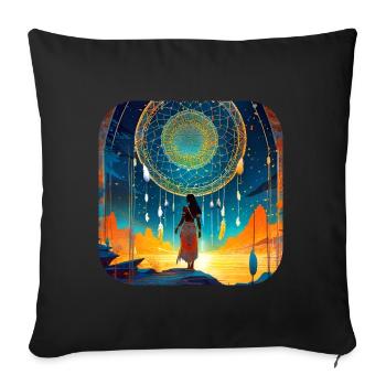 Mystical Fantasy Shaman Sorceress - Sofa pillowcase 17,3'' x 17,3'' (45 x 45 cm) - black - Front
