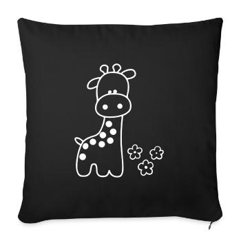GIRAFFE ANIMAL LONG NECK AFRICA SAVANNAH SAFARI ZOO - Sofa pillowcase 17,3'' x 17,3'' (45 x 45 cm) - black - Front