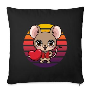 Maus mit Herz - Retro Vintage Sunset - Sofakissenbezug 45 x 45 cm - Schwarz - Vorne