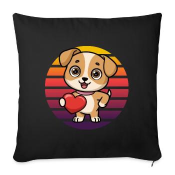 Dog with Heart - Retro Vintage Sunset - Sofa pillowcase 17,3'' x 17,3'' (45 x 45 cm) - black - Front