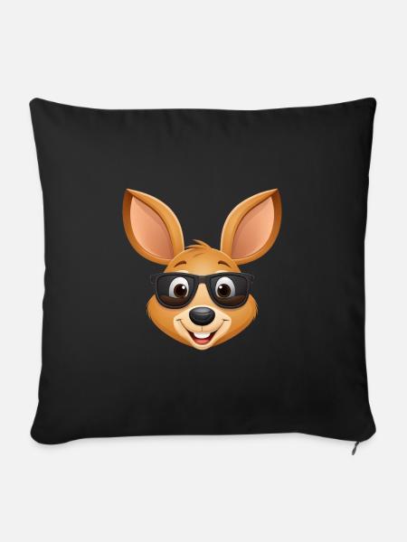 Süßer Cartoon Känguru mit Sonnenbrille - Sofakissenbezug 45 x 45 cm - Schwarz