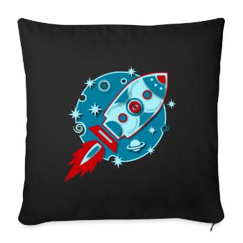 Retro Rocket Planet Space Space Sci-fi - Sofa pillowcase 17,3'' x 17,3'' (45 x 45 cm) - black - Front