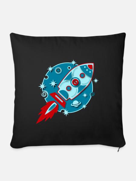 Retro Rocket Planet Space Space Fantascienza - Copricuscino per divano, 45 x 45 cm - nero