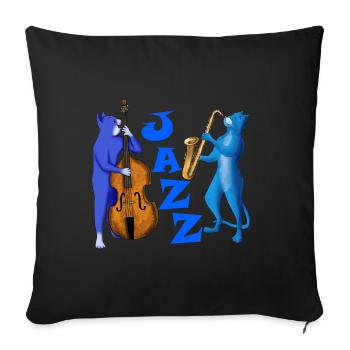 JAZZ CATS - CATS PLAYING SAXOPHONE AND DOUBLE BASS - Sofa pillowcase 17,3'' x 17,3'' (45 x 45 cm) - black - Front