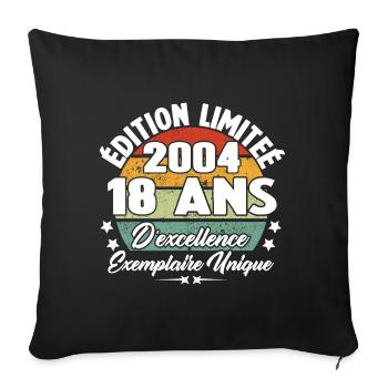 Cadeau 18 ans d'excellence / Édition limitée 2004 - Housse de coussin décorative 45 x 45 cm - noir - Devant