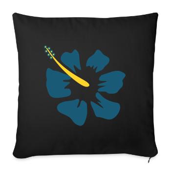 Hibiscus. blue hibiscus flower - Sofa pillowcase 17,3'' x 17,3'' (45 x 45 cm) - black - Front