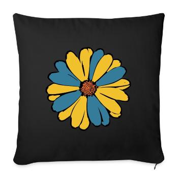 Flower Dark Blue Blue Flower Flowers Blue-Yellow - Sofa pillowcase 17,3'' x 17,3'' (45 x 45 cm) - black - Front