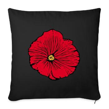 Fleur rouge, fleur rouge cadeau de la Saint-Valentin - Housse de coussin décorative 45 x 45 cm - noir - Devant