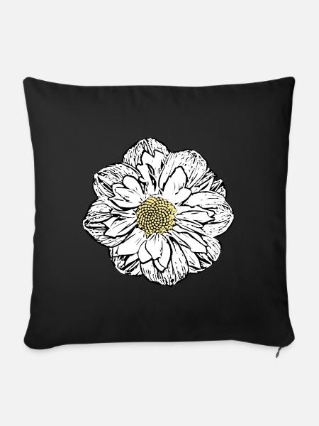 Blume weiß weiße Blumen Geschenk Muttertag Mutter - Sofakissenbezug 45 x 45 cm - Schwarz