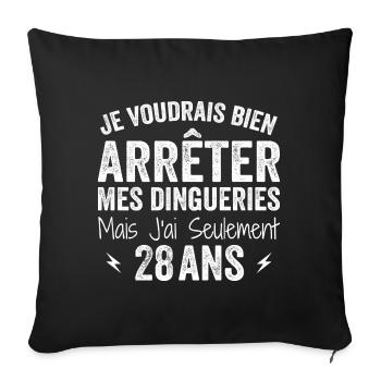 Cadeau 28e Anniversaire Droles 28 ans - Housse de coussin décorative 45 x 45 cm - noir - Devant