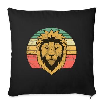 lion's head - Sofa pillowcase 17,3'' x 17,3'' (45 x 45 cm) - black - Front