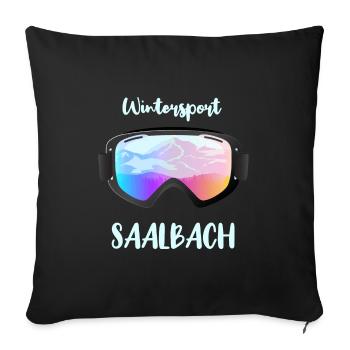 Wintersport Saalbach - Sofakissenbezug 45 x 45 cm - Schwarz - Vorne