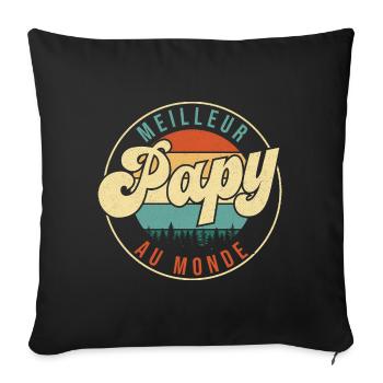 Meilleur papy au monde - Cadeau grand-père - Housse de coussin décorative 45 x 45 cm - noir - Devant
