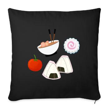 NaruSasu SasuNaru design mit Ramen, Onigiri Tomate - Sofakissenbezug 45 x 45 cm - Schwarz - Vorne