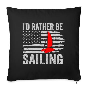 Catamaran captain I would rather sail catamaran - Sofa pillowcase 17,3'' x 17,3'' (45 x 45 cm) - black - Front