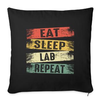 Eat sleep lab repeat - Sofa pillowcase 17,3'' x 17,3'' (45 x 45 cm) - black - Front