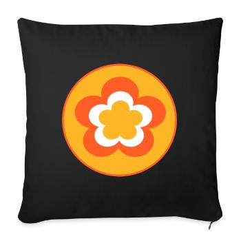 des années 70 motif de fleur - Housse de coussin décorative 45 x 45 cm - noir - Devant