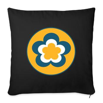 des années 70 motif de fleur - Housse de coussin décorative 45 x 45 cm - noir - Devant