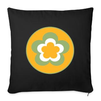 des années 70 motif de fleur - Housse de coussin décorative 45 x 45 cm - noir - Devant