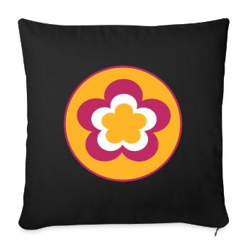 des années 70 fleur motif rétro Hippie fleurs pouvoir - Housse de coussin décorative 45 x 45 cm - noir - Devant