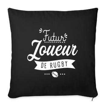 bébé rugby futur joueur de rugby - Housse de coussin décorative 45 x 45 cm - noir - Devant