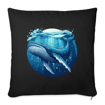 Blue Whale - Sofa pillowcase 17,3'' x 17,3'' (45 x 45 cm) - black - Front