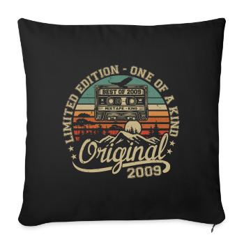Millésime 2009 Cadeau Anniversaire 2009 Rétro 2009 - Housse de coussin décorative 45 x 45 cm - noir - Devant