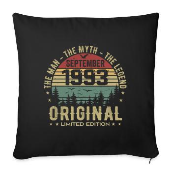 Original Birthday 1993 - September 1993 Gift - Sofa pillowcase 17,3'' x 17,3'' (45 x 45 cm) - black - Front