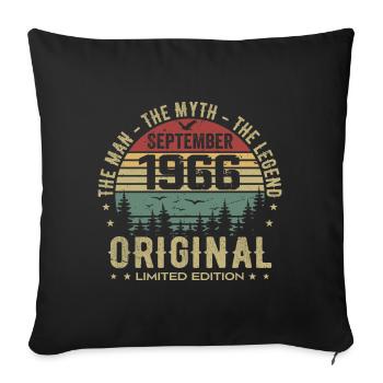 Original Birthday 1966 - September 1966 Gift - Sofa pillowcase 17,3'' x 17,3'' (45 x 45 cm) - black - Front