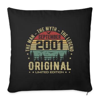 Original Birthday 2001 - September 2001 Gift - Sofa pillowcase 17,3'' x 17,3'' (45 x 45 cm) - black - Front