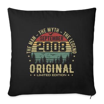 Original Anniversary 2008 - September 2008 Gift - Sofa pillowcase 17,3'' x 17,3'' (45 x 45 cm) - black - Front