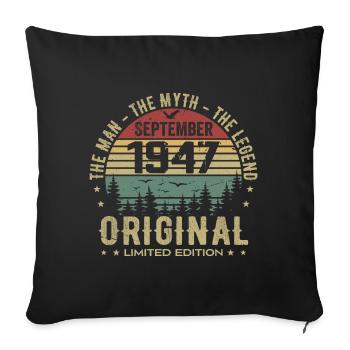 Anniversaire Original 1947 - Cadeau Septembre 1947 - Housse de coussin décorative 45 x 45 cm - noir - Devant