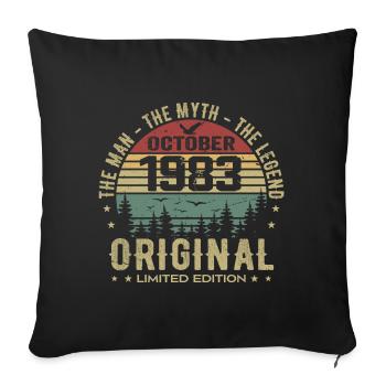 Men's Birthday Gift 1983 October 1983 - Sofa pillowcase 17,3'' x 17,3'' (45 x 45 cm) - black - Front