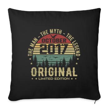 Homme Cadeau D'anniversaire 2017 Octobre 2017 - Housse de coussin décorative 45 x 45 cm - noir - Devant