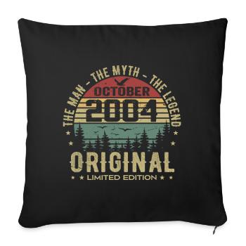 Homme Cadeau D'anniversaire 2004 Octobre 2004 - Housse de coussin décorative 45 x 45 cm - noir - Devant
