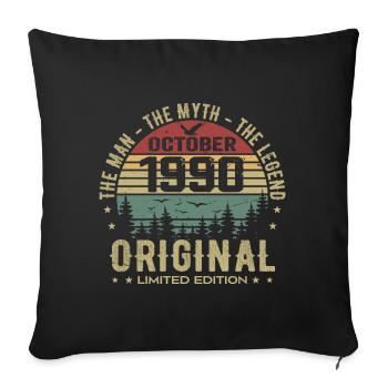 Homme Cadeau D'anniversaire 1990 Octobre 1990 - Housse de coussin décorative 45 x 45 cm - noir - Devant