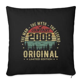 17 Year Old Birthday Gift, Born In January 2008 - Sofa pillowcase 17,3'' x 17,3'' (45 x 45 cm) - black - Front