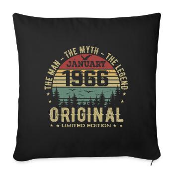 59 Year Old Birthday Gift, Born In January 1966 - Sofa pillowcase 17,3'' x 17,3'' (45 x 45 cm) - black - Front