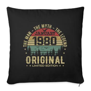 45 Year Old Birthday Gift, Born In January 1980 - Sofa pillowcase 17,3'' x 17,3'' (45 x 45 cm) - black - Front