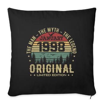 Cadeau D'anniversaire 27 ans, Nées En Janvier 1998 - Housse de coussin décorative 45 x 45 cm - noir - Devant