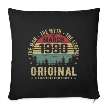 Gift for the 45th Anniversary Original March 1980 - Sofa pillowcase 17,3'' x 17,3'' (45 x 45 cm) - black - Front