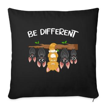 Be different funny cat design cat on a branch - Sofa pillowcase 17,3'' x 17,3'' (45 x 45 cm) - black - Front