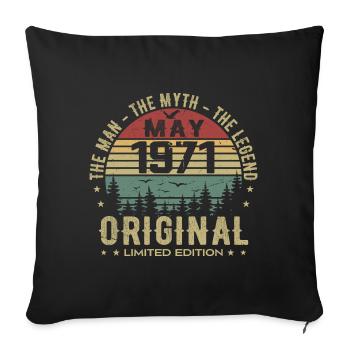 May 1971 54th Anniversary Gift May 1971 May 1971 - Sofa pillowcase 17,3'' x 17,3'' (45 x 45 cm) - black - Front