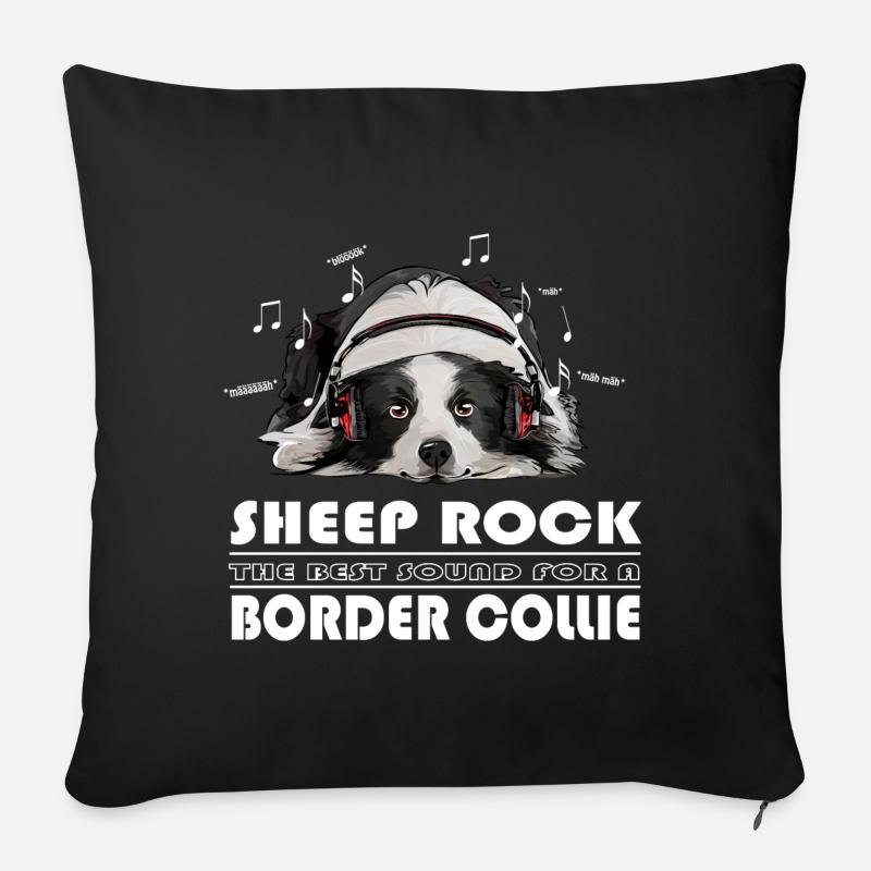 BORDER COLLIE SHEEP ROCK - Sofakissenbezug 45 x 45 cm - Schwarz