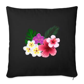 Fleurs tropicales et fleurs - Housse de coussin décorative 45 x 45 cm - noir - Devant